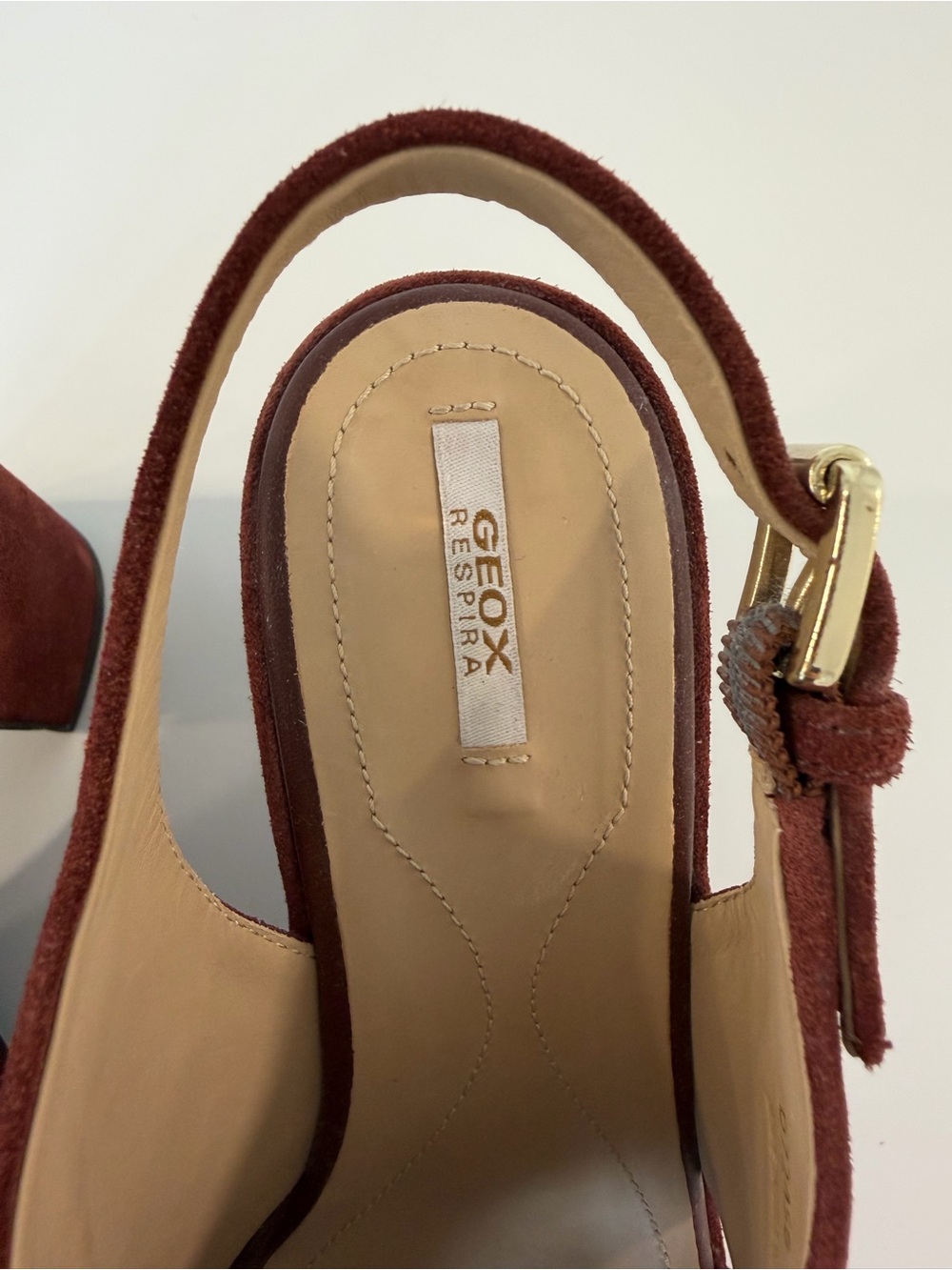 Geox Women's Suede Platform Slingback Heels in Burgundy Wine Red - Picture 9 of 12